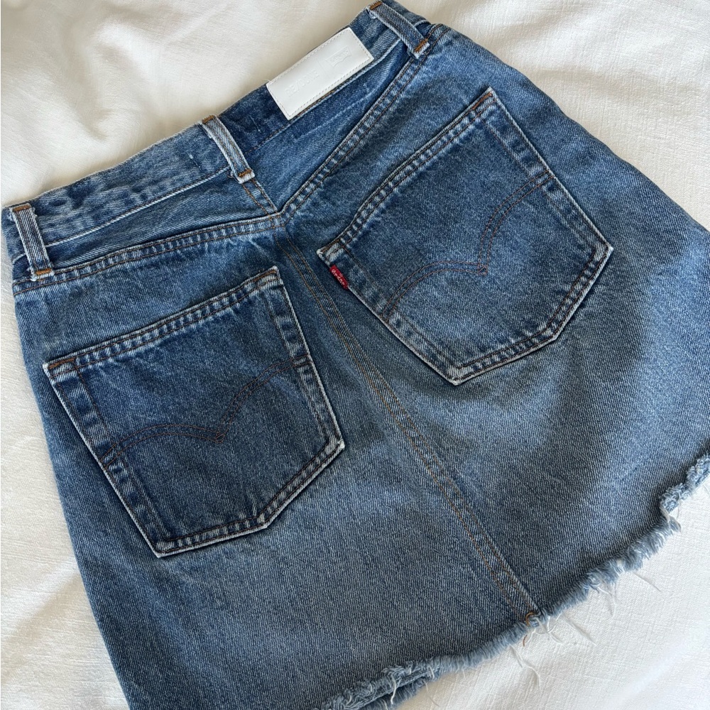 Re/Done Levi's Medium Blue Button-Front Denim Ski… - image 3